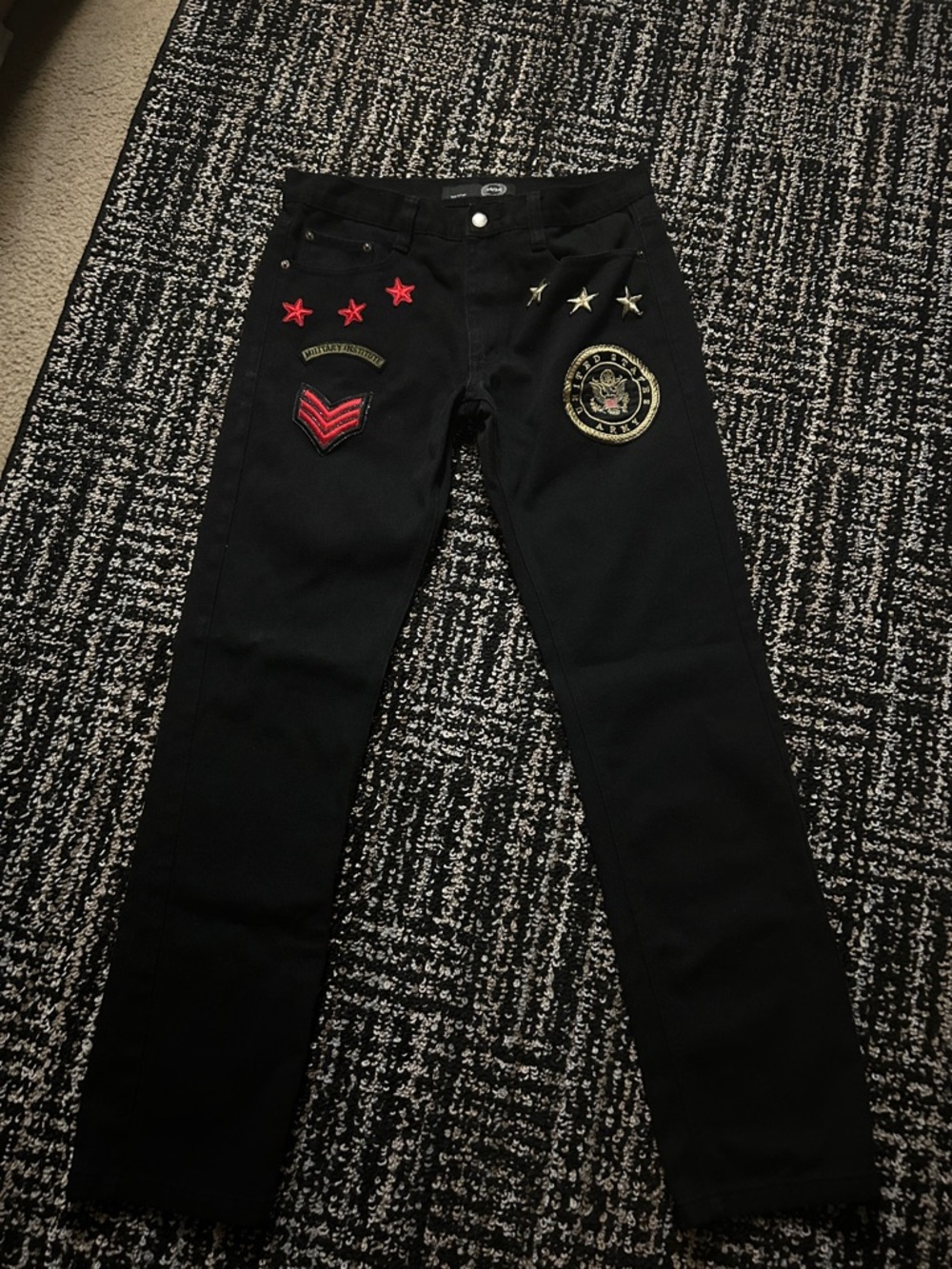 Unbranded Black jeans with Embroidered Badges